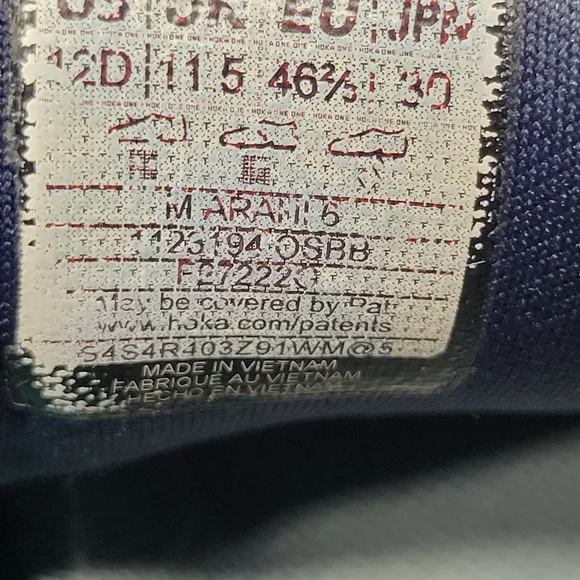 Mens 12D men's Hoka Arahi 6 running shoes in the "Outer Space/Bellwether Blue - Picture 9 of 9